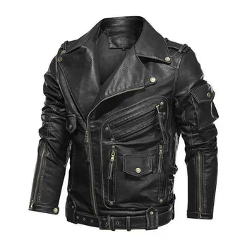 Мотоциклетът яке от изкуствена кожа, износостойкая дрехи за каране на мотоциклет, кожено яке в черен цвят