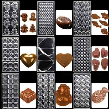 Форма за шоколад от поликарбонат за професионална печене на Сладкиши във формата на сърце, Сладкарски инструменти, акрилни форми за торти и шоколади