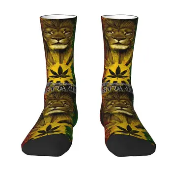 Забавни мъжки ямайски чорапи Rasta Lion, унисекс, удобни чорапи с 3D принтом, ямайски чорапи Rastafarian Reggae Crew,