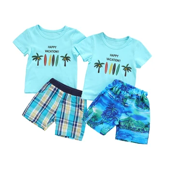 FOCUSNORM/летни комплекти плажни дрехи за най-малките момчета от 1 до 6 години, ризи с къси ръкави и принтом, къси Панталони, костюми от 2 теми