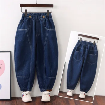 Пролетни нови корейски детски дънки с отстрочкой за момичета и момчета, панталони 2-8 години, всеки ден модни дънки.
