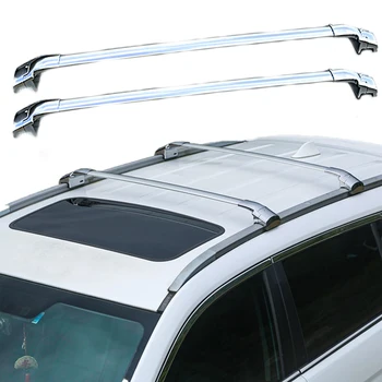 Подходяща за VW Atlas Cross Sport 2020-2023 Рейлинги багажник на покрива, носещи поперечины, разпънка, алуминий, сребро, 2 бр.