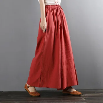 Есенни широки панталони в китайски стил, Елегантни дамски обикновена ежедневните свободни дълги панталони, реколта панталони, градинска облекло FF3090