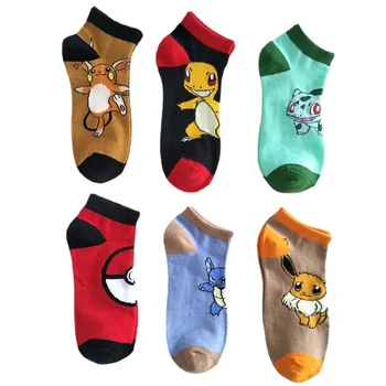 Модни памучни чорапи-невидимки с шарките на Пикачу от аниме, летни чорапи-лодка в стила на отношение, прекрасни мъжки и дамски чорапи, бебешки чорапи