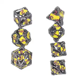 7 бр. Комплект метални многостранни кубчета, выдалбливают различни многостранни форми, ясни цифри, игри на маса, костите