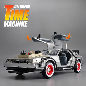 Welly 1:24 DMC-12 DeLorean Time Machine Back to the Future Модел автомобил, Монолитен под налягане Метална Играчка Модел Автомобил, Колекция Игри, подаръци за Деца