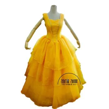 Moive Princess Belle за възрастни, cosplay костюм, жълто красива рокля, сшитое по поръчка, Безплатна доставка