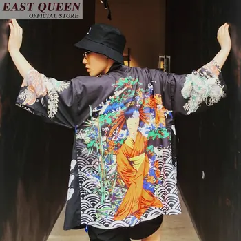 Традиционните японски кимона, свободна блуза и блузи с флорални принтом, кимоно, модерно лятно плажно кимоно в стил пънк 2018 FF673 A
