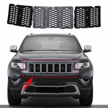 Автомобилни черни вложки за предната решетка на радиатора, комплект декоративна мрежа за Jeep Grand Cherokee 2014-2016-бум