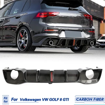 Устна дифузьор на задната броня от въглеродни влакна за Volkswagen VW Golf 8 GTI 2021 2022, защита на автомобилни аксесоари за устни дифузьор на задната броня