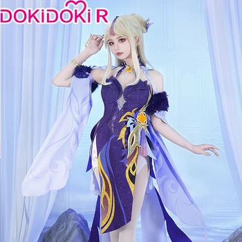 Игра за cosplay Ningguang Genshin Impact Cosplay DokiDoki-R Orchid's Вечерна рокля-Чонсам, Секси Рокля за Cosplay