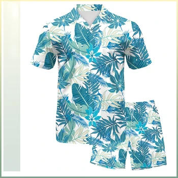 Мъжете 3D Принт Готин Плаж на Хаваите Вътрешна Мрежа Риза с къси Панталони Комплект Възрастни В Стил Пънк Cosplay Костюм Хелоуин Облекло