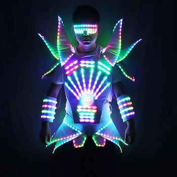 Пълноцветен led Костюм Робот, за да се на модния Подиум, танц вечер за партита на DJ-барове, Музикалното шоу