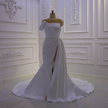 AM1322 Просто атласное сватбена рокля в стил русалка