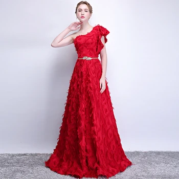 Елегантна рокля за бала трапецовидна форма, червено бельо Макси рокля за вечерни партита, дълга рокля за официални случаи