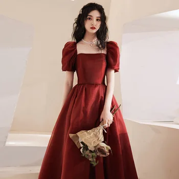 Вечерна рокля за жените 2023, Ново червено сватбена рокля за тържествена ангажименти, принцеса, toastmasters, булка, на Ръба на висока мода