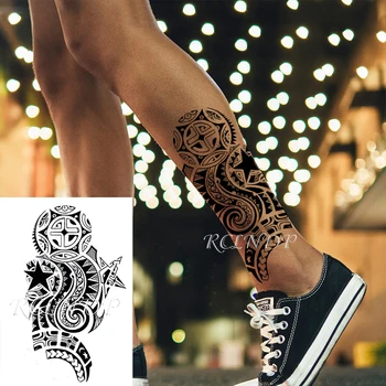 Водоустойчив Временна татуировка Стикер Звезда Луната Тотем Геометрични мотиви Фалшива татуировка Флаш татуировка на Ръката боди-арт за мъже и Жени