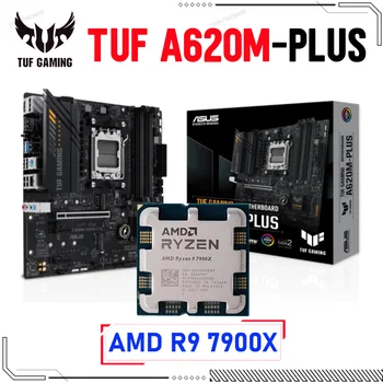 Дънна платка ASUS TUF GAMING A620M-PLUS DDR5 Socket AM5 с процесор на AMD Ryzen 9 7900X CPU Combo Десктоп дънна Платка DDR5 128 GB