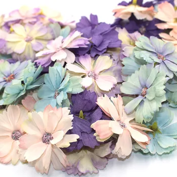 Горещи 50 броя 4,5 см, цветна корона маргаритки мини коприна украса от изкуствени цветя домашно сватбена украса САМ венец прическа fa