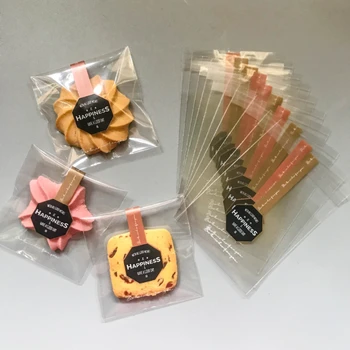 100 бр. пластмасови прозрачни пакети за печене на бисквити, бонбони, малки закуски, самоуплотняющиеся пакети за парти