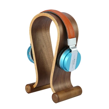 Поставка за дисплея на гейминг слушалки, дървена стойка за слушалки от орехово дърво, закачалка е Подходящ за почти всички слушалки, гладка, удобна