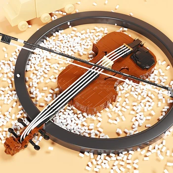 90025 Творчески експертни идеи Колекция от цигулки художник Модел на класически музикални инструменти Строителни блокове Тухли, Играчки За момчета, Подаръци