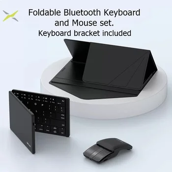 Преносима сгъваема безжична клавиатура и мишка Bluetooth Delux MF10, безжичен преносим таблет с лазерна показалка, мишка