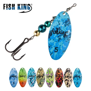 Метални риболовни примамки KING FISH във формата на листа от Върба, изкуствена блесна, твърди Примамки, Тройна кука, риболовни принадлежности За щука