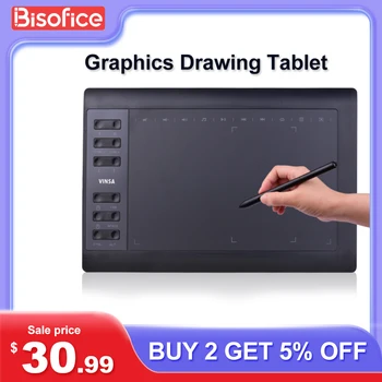 Професионален графичен таблет за рисуване размер 10x6 инча, 12 експресни клавиши с 8192 нива, стилус, без батерия, подкрепа за свързване към КОМПЮТЪР и лаптоп
