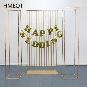 Iron квадратен екран 2 м, златна поставка за цветя, сватбена арка, декори, фон, геометрична Полк, един от стълбовете на тортата, рамка за парти по случай рождения ден