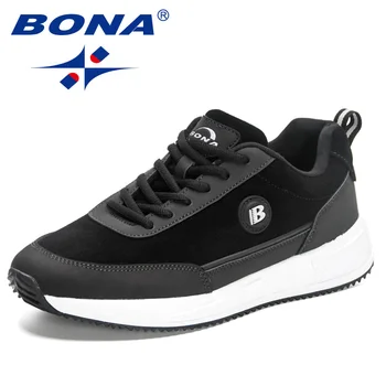 BONA 2023, нови дизайнерски улични маратонки за бягане, треккинговые обувки, мъжки спортни обувки в класически стил, пешеходната обувки дантела, мъжки спортни обувки