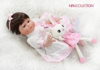 NPKCOLLECTION 48 см reborn baby girl цялото тяло силиконова кукла bebe reborn играчка за баня кукли 100% ръчно рисувани