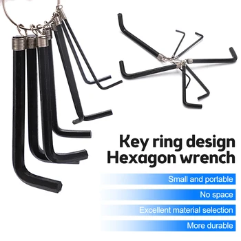 8 бр. шестостенния ключ, метричен ключ, инчов ключ 1,5 mm-6,00 мм, L-ключ, мини размер, шестограмен ключ, комплект инструменти, с къса дръжка, удобна за носене