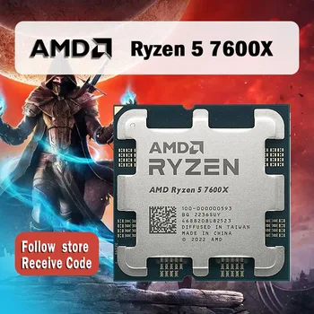 AMD Ryzen 5 7600X R5 7600X 4,7 Ghz, 6-ядрени 12-стрийминг процесор на 5 НМ L3 = 32 M 100-000000593 Гнездо AM5 Нов, но без охладител