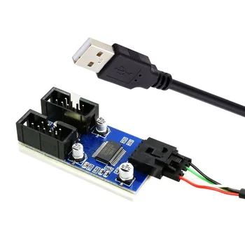 Дънна платка 9pin заглавие от 1 щепсела до 2 штекерных конектори хъб USB 2.0 Type-A Удлинительный порт адаптер Multilier