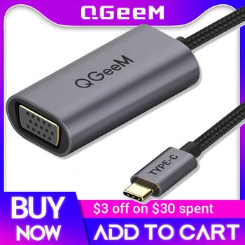 QGeeM USB C-VGA кабел USB3.1 Type C-Женски VGA Адаптер Кабели за Macbook Pro Лаптоп Xiaomi Huawei Капитан 30 P30 Samsung S20