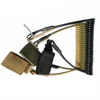 Тактически телескопична каишка EDC, пистолетен пружинен каишка с катарама, фенерче, безопасност колан, ключодържател, Аксесоари за лов