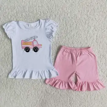 Заводска доставка RTS Truck Детски дрехи с бродерия за деца Годишният розов комплект дрехи за деца