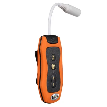 MP3-плейър с 8 GB за плуване, гмуркане, СПА + FM-радио, водоустойчиви слушалки оранжев цвят