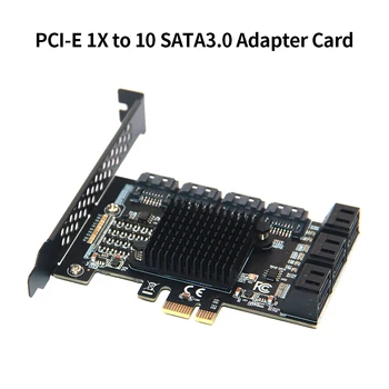 Карта адаптер PCI-E от 1X до 10 SATA3.0 За Настолен компютър, Карта за Разширяване с led индикатор на състоянието, Охлаждащо Ребро от алуминиева сплав