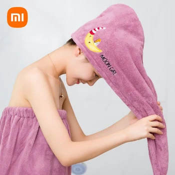 Кърпа за коса Xiaomi от микрофибър, капачка за грижа с бутон, супер Впитывающее кърпа за коса, бързо съхнещи маски за коса, Аксесоари за баня