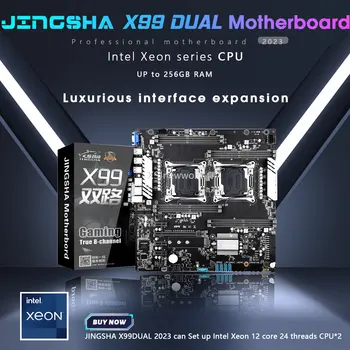 Дънна платка JINGSHA X99 с Двоен процесор, Конектор LGA 2011-3, дънната Платка е с 10 порта SATA cpu Чиа kit xeon x99 placa x99 V3/V4