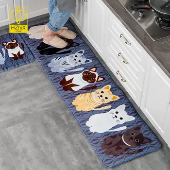 Кухненски мат с анимационни принтом, противоскользящий Кавайный мечка, котка, килими за хол, начало декор, коридор, подложки за антре