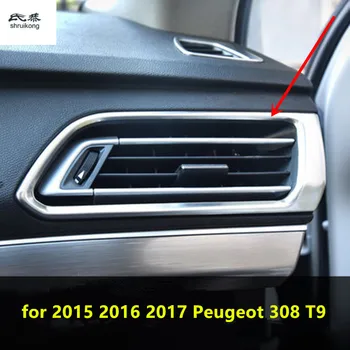 2 бр./лот, автомобили стикер от неръждаема стомана отпред и от двете страни, декоративна капачка на изхода на климатика за 2015 2016 2017 Peugeot 308 T9