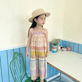 Корейската детски дрехи 2023 Пролетта и лятото, нови ежедневни панталони за момичета в корейски стил, гащеризони за момичета в цветова гама