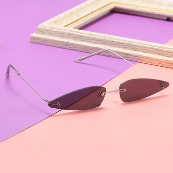 Модни Луксозни Маркови Дизайнерски Малки Триъгълни Слънчеви Очила Женски Мъжки Реколта метални слънчеви Очила в стил пънк без рамки ярки нюанси