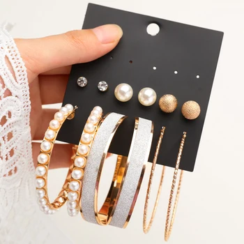 Комплект обеци с имитация на перли MINHIN за жените, нови стилни сватбени ефектни обеци, модни бижута, модни обеци с бантиком, дамски обеци