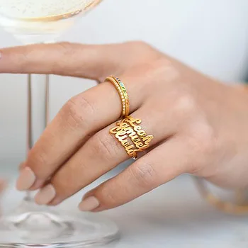 Персонални пръстени с няколко имена, за жени, за сватба пръстен от розово злато, вещи, пръстени от неръждаема стомана
