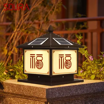 SOURA Външна Слънчева Пощенска Лампа Ретро творчески китайски Стълб led Водоустойчива IP65 за дома, на Вилата, на двора