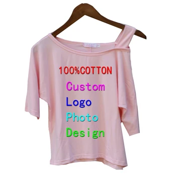 Секси дамско тениска с открити рамене, индивидуален дизайн, лого, текст, снимки с принтом, летни дамски блузи с къс ръкав, тениски